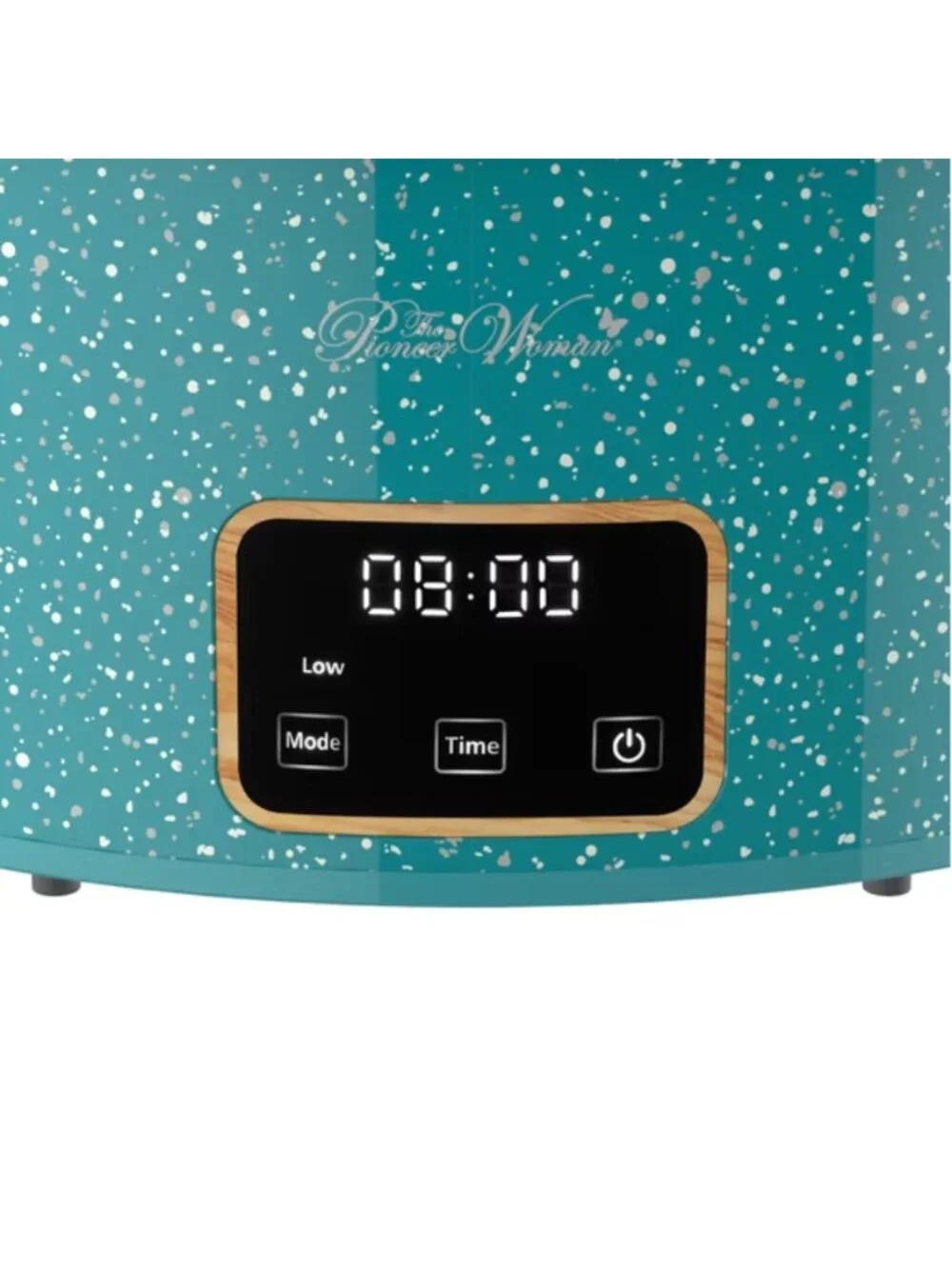 The Woman Pioneer Teal Locking Lid Clips 6-Quart Portable Speckle Slow Cooker